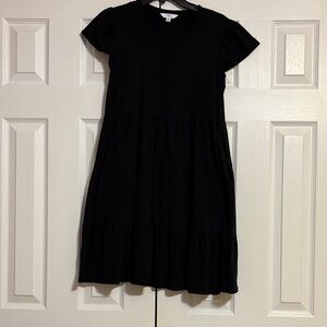 Time and Tru Black Tiered Dress with Pockets Size: XS (0-2)